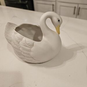 Homco Swan Planter Figurine Ceramic Home Decor Matte Finish 6" #1402 Vintage